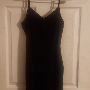 Black Button-Front Cami Mini Dress